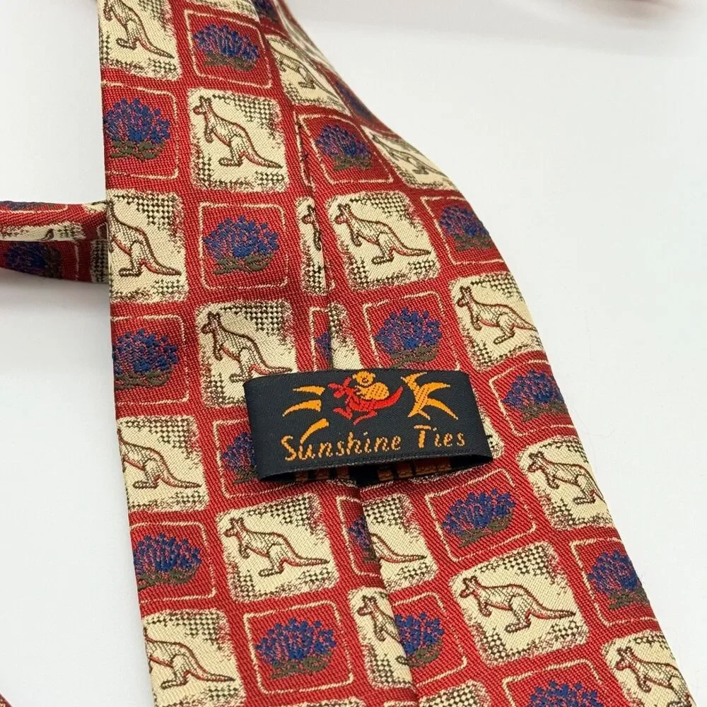 Kangaroos Australia Sunshine Ties Mens neck tie novelty print classic polyester